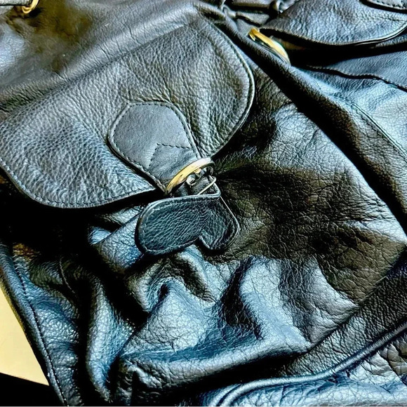 Unisex Vintage Merlin Lederwerkstatt Large Leather Backpack